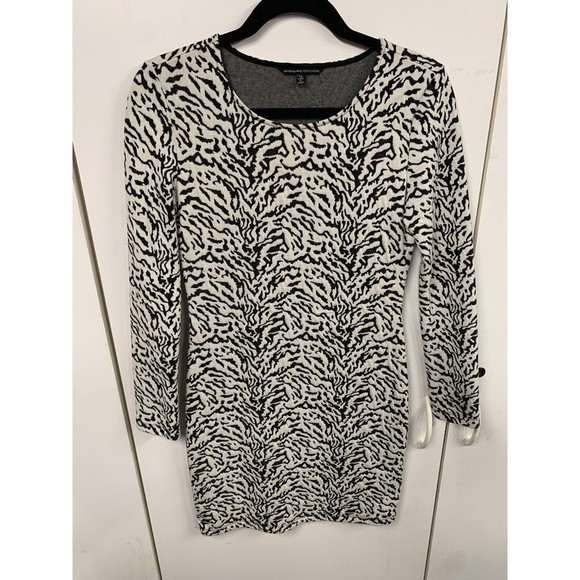 W118‎ by Walter Baker Dress XS White Black Zebra Print Long Sleeve Sheath - Picture 1 of 11